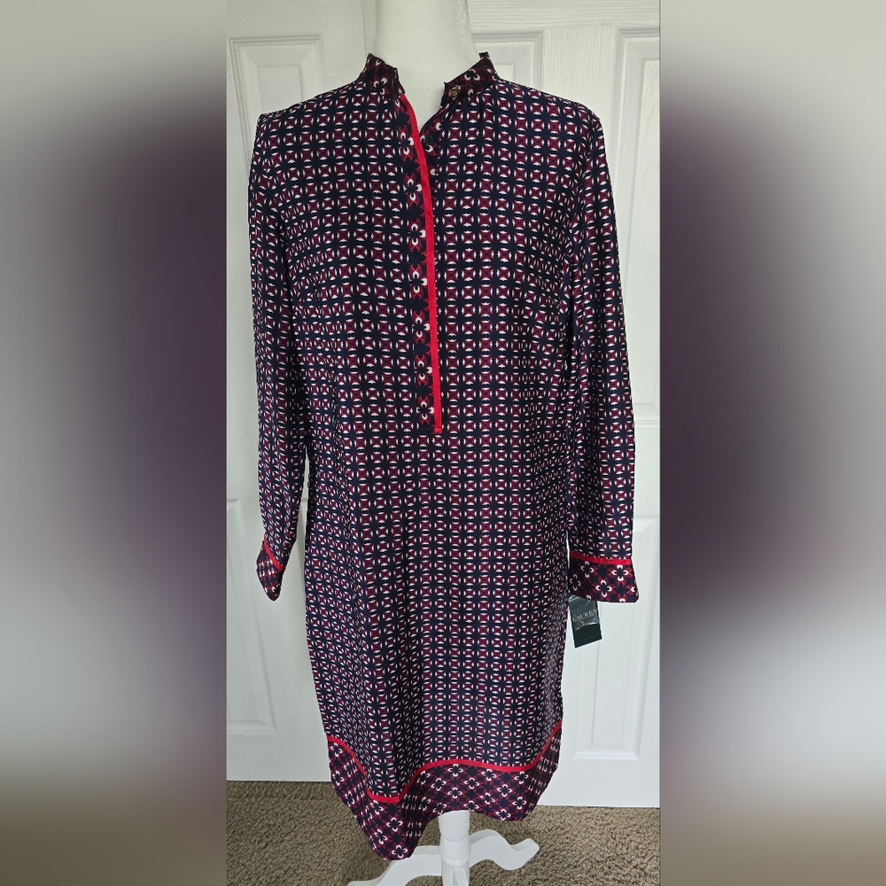 Lauren Ralph Lauren Elegant Patterned Shirt Dress Sz. 6 NWT - Picture 3 of 13